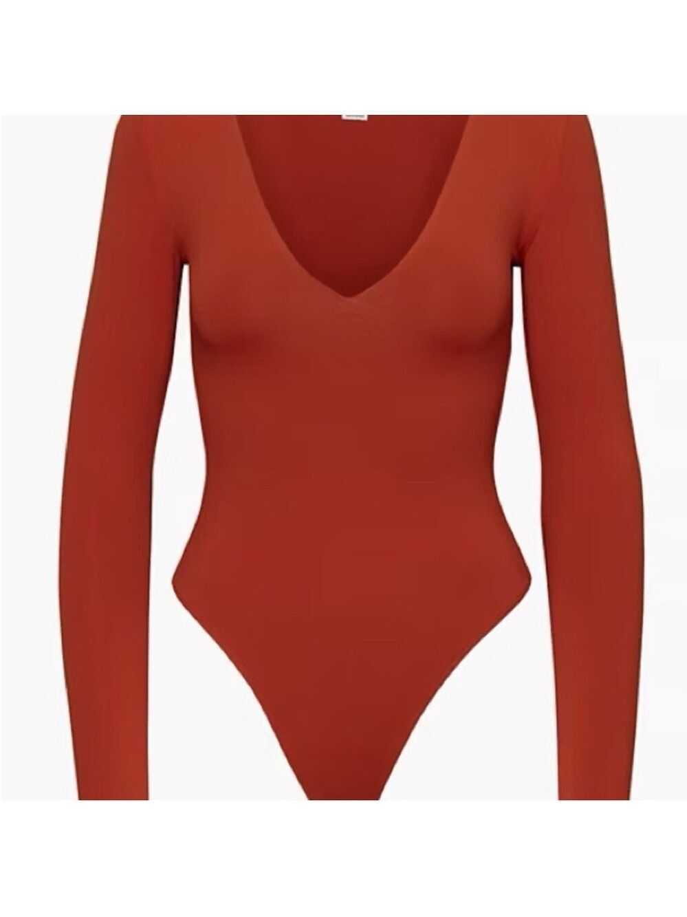 Aritzia Babaton Deep Vee Bodysuit SZ M Rust Orange